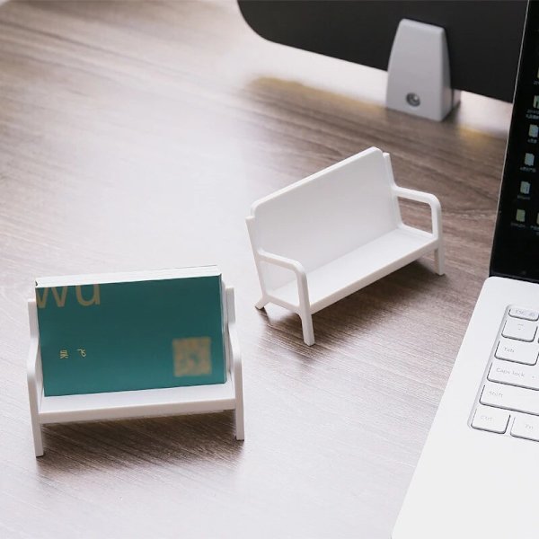 Enkel Hvid Bænk Stil Visitkort Holder Stativ Etui Moderne S