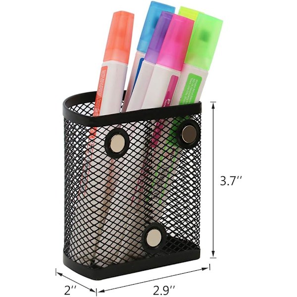 Magnetisk Blyantsholder - Skab Tilbehør, 2 Pak, Sort Magnetisk