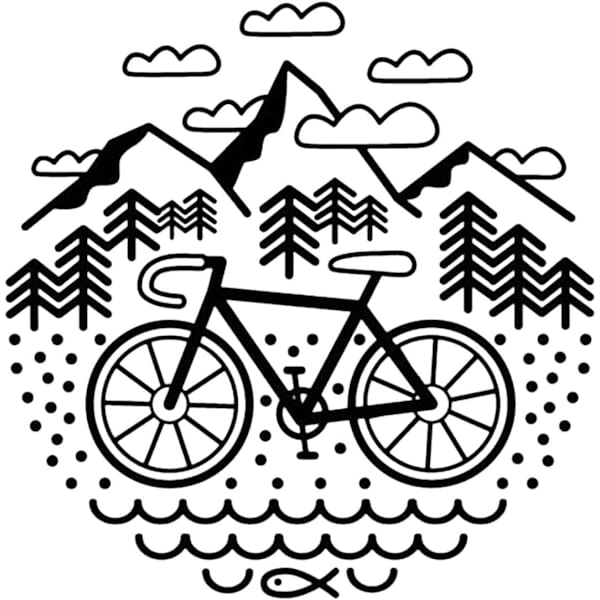 Väggdekaler i nordisk stil. Cykeläventyr på berget Stic