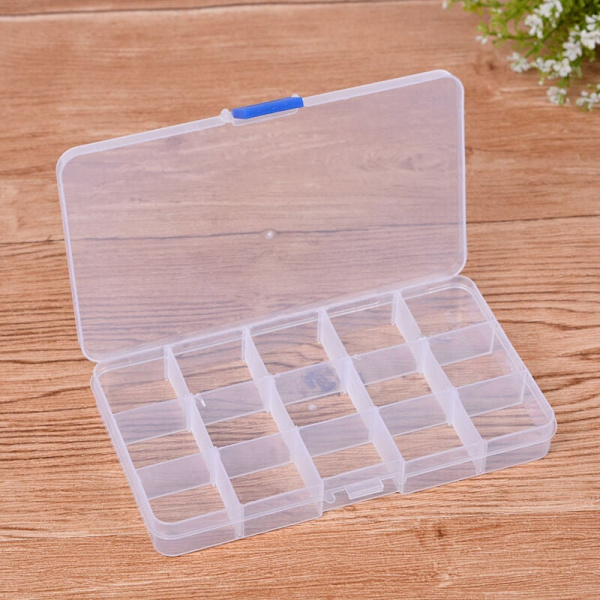 1 stk. Plast Smykke Opbevaringsboks 15 Gitter Justerbar Rumdeler