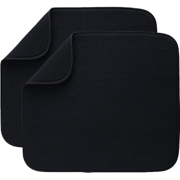 Set med 2 svarta mikrofiber torkmattor Disktorkmatta Absorberande Q