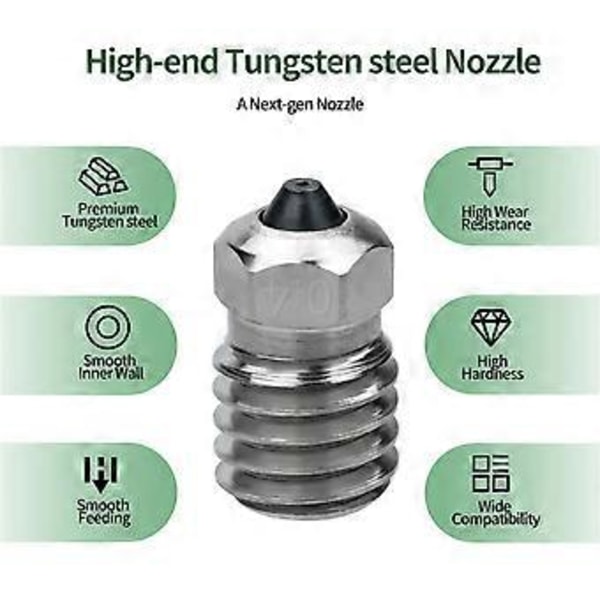 Bimetallisk Dyse Avanceret Varmebestandig Hærdet Ståldyse 0.2/0.4/0.6/0.8mm Til ABS TPU Og Flere Filamenttyper 0.4mm 0.4mm