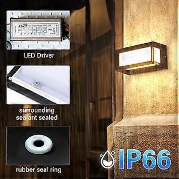 Udendørs væglampe 18 W Udendørs væglampe IP66 Udendørs LED væglampe udendørs belysning Vandtæt lampe i aluminium Varm hvid 18