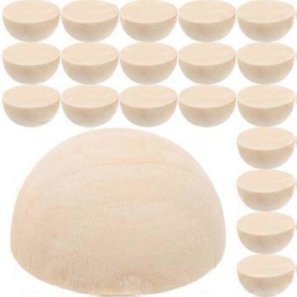 50 st Halva Träpärlor DIY Obehandlade Träkulor Halvsfär Trähantverkskulor Kupolpärla