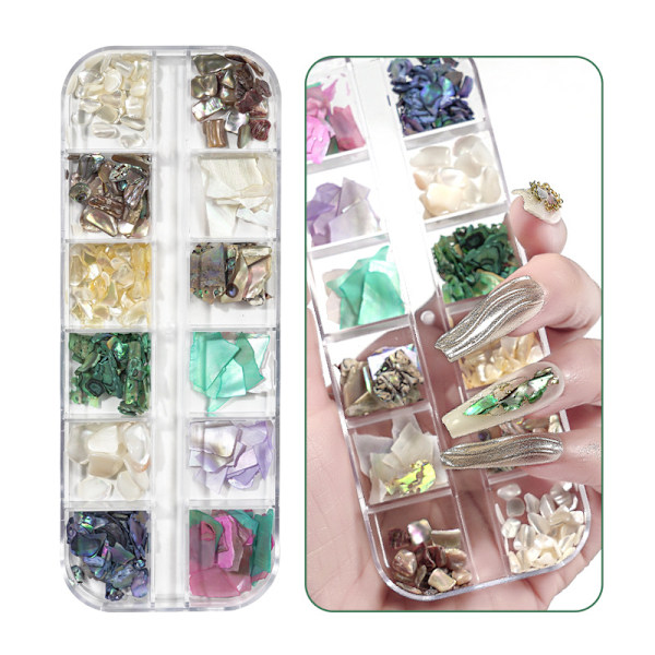 Neglekunst til neglekunst, Manicure muslingeskalsfragment ornament fancy