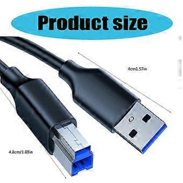 USB A til B Skannerkabel, Rask Datasynkroniseringskabel, Hann til Hann Printerkoblinger 1m