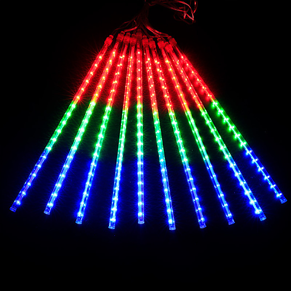 LED-värinen aurinkometeorisuihkuvalo, 30 cm pitkä * 8 kpl 192 lamppua