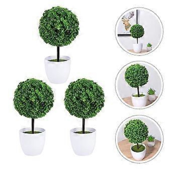 3 st Konstgjorda Växtbollar Konstgjord Körsbärsboll Bonsai Imitation Grön Växt