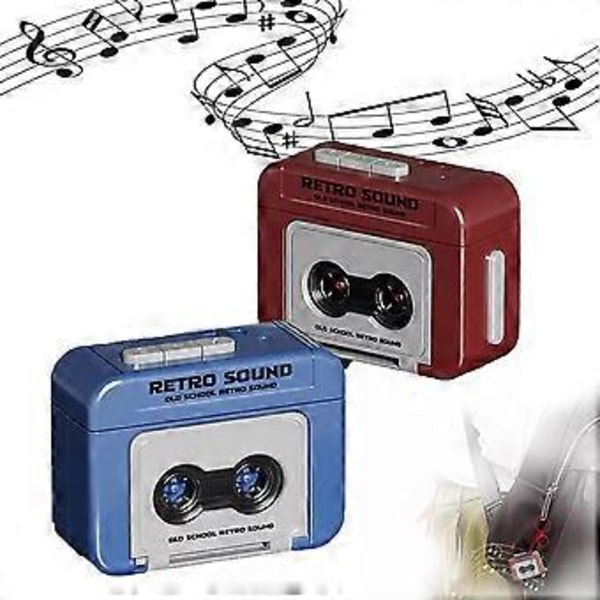 Mini Retro Kassettspiller Klassisk Morsom Rød og Blå Par Gave Nøkkelring Anheng blue and red