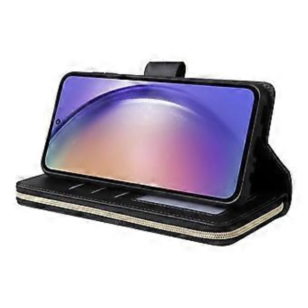 Til Samsung Galaxy A55 5G Etui Kortlommer Lynlås Læder Telefon Cover Style D