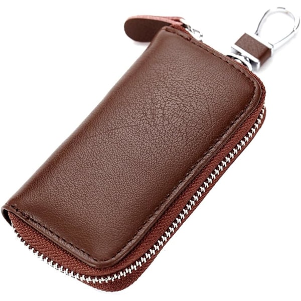 Classic Leather Key Case, Key Holder for Men and Women (Brown)