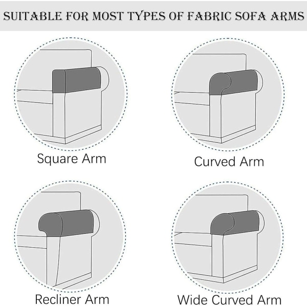 (Svart) Armstödsöverdrag, Set om 4 Stretch Armchair Couch Arm