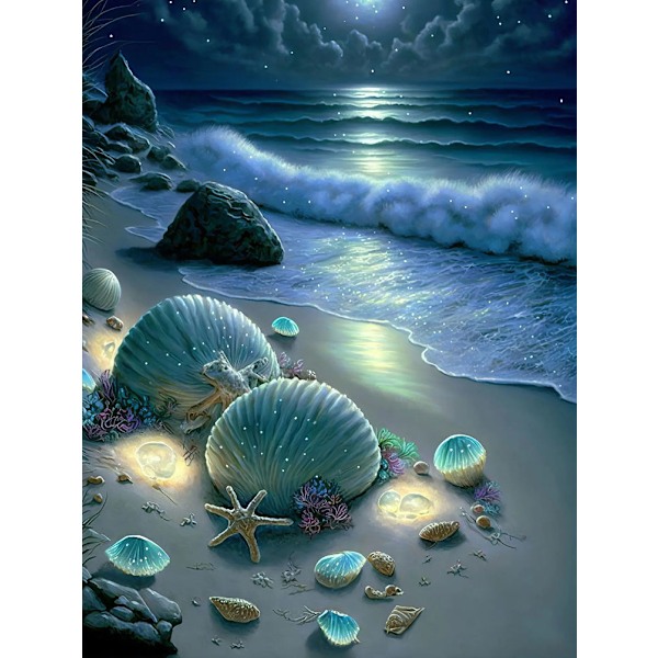30x40cm 5D DIY Diamantmålning Full, Paysage de Bord de Mer#A, DIY