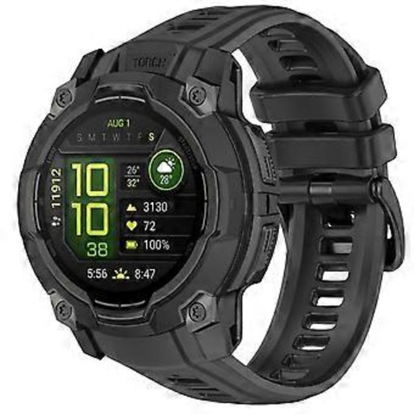 Til Garmin Instinct 3 45mm Urrem 22mm Silikone Udskiftningsrem Midnight Black