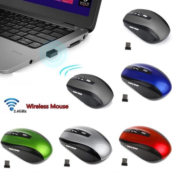 Punainen, käytetään kannettavan tietokoneen langattomalle hiirelle 6D, 2.4G, USB langaton optiikka