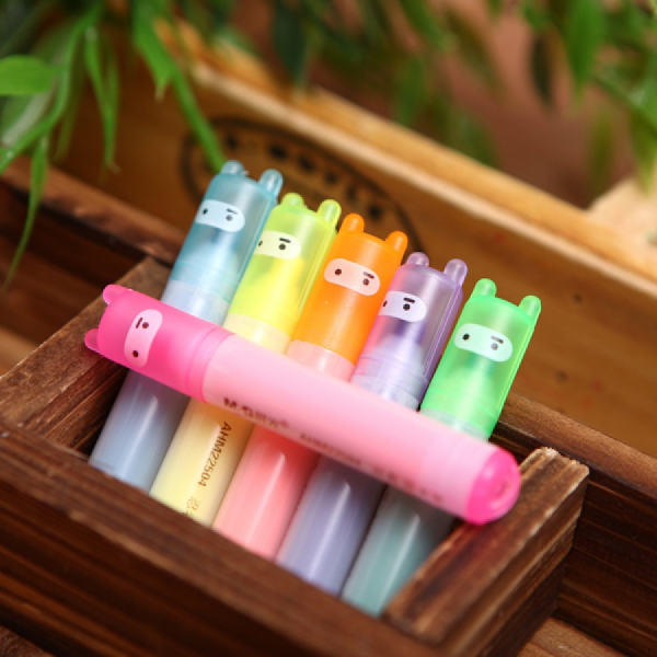 Sett med 6 mini-highlighters Mini Fluorescent pen 6 farger sett