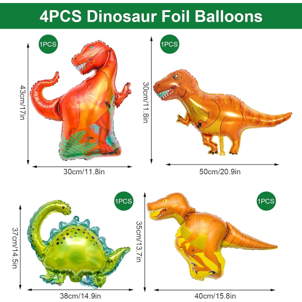 Dino-ballonger för 4 år, 100 cm 4 Giant Number Folieballong