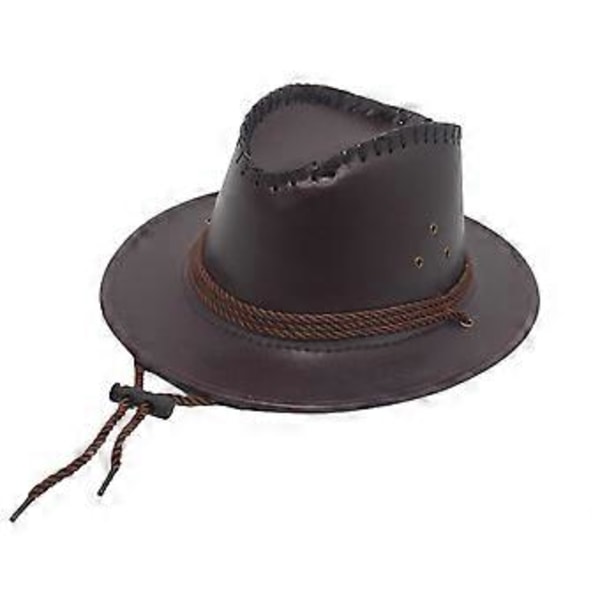 Western Cowboy Hatt Solhatt Läder för Kostymtillbehör Semester Utomhus Camping (röd)