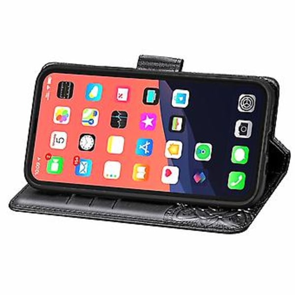 Fjäril Kärlek Blomma Läderfodral För iPhone 13 mini Black
