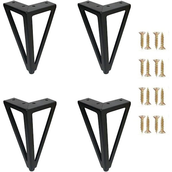 4 stk. Metal Triangel Sofa Ben, Metal Triangulære Skab Ben, Triangulære Sofa Ben, Sorte Triangel Sofa Ben, DIY Sorte Sofa Ben, til TV-bord, Sofa