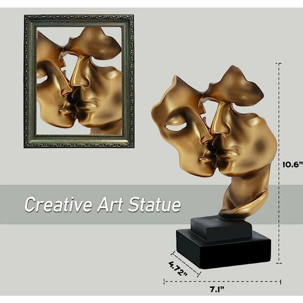 Modern skulptur, gyllene abstrakta konstfigurer, vardagsrumsdekoration