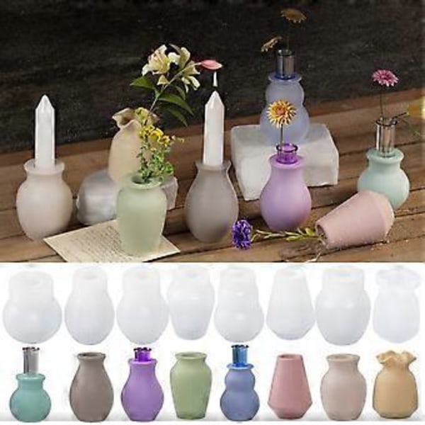 Liten Ljusstake Form DIY Hydroponisk Växt Blomkruka Silikonform Betong Gipsformar Epoxihartsform Dekorationer Style 2