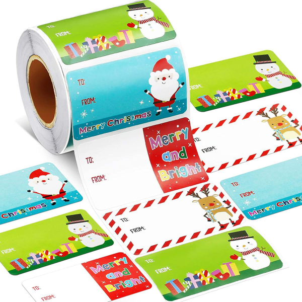 Julklappsdekaler, 500 st/rulle jul självhäftande