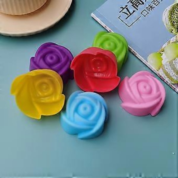 6-pak kageforme, farverige bageforme, blomsterformede, delikate silikonebageforme, perfekte til familiesammenkomster little daisy