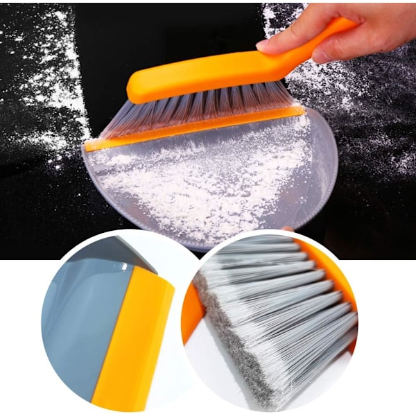Orange Grøn Rengøringsbørste og Fejebakke, Mini Kost og Fejebakke,