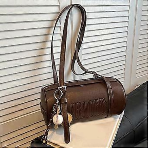 2025 Vinterkollektion Dame Cylinder Håndtaske Stilfuld PU Læder Skuldertaske Multifunktionel Crossbody Taske Grå Gray