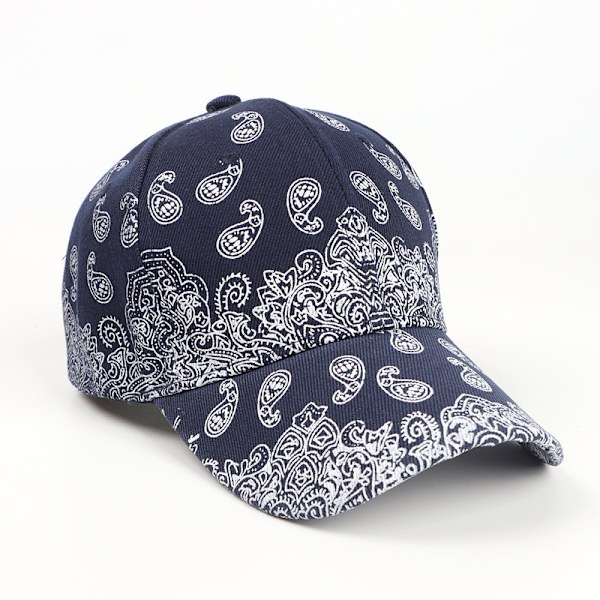 Retro justerbar höftpop cashew mutter tryck baseball keps marinblå