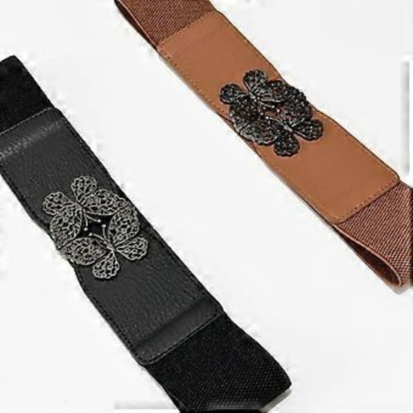 Bredt midjebelte for kvinner, elegant uthulet sommerfuglspennekorsett, universelt midjebelte for kvinner, kjole, skjorte, bredt korsett, svart Black