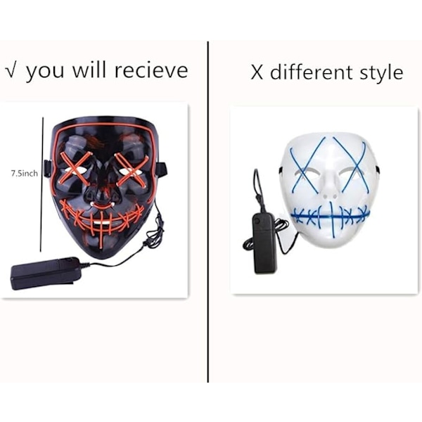 Halloween LED-mask Trådlös läskig mask för Halloween-festivalfest