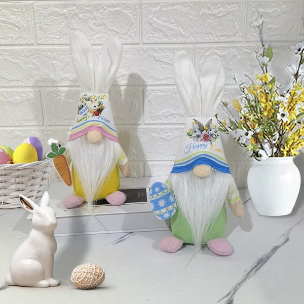 Påskhare Dekorativ Present: Ansiktslös Docka, Morotsgnomfigur, Julprydnad - A