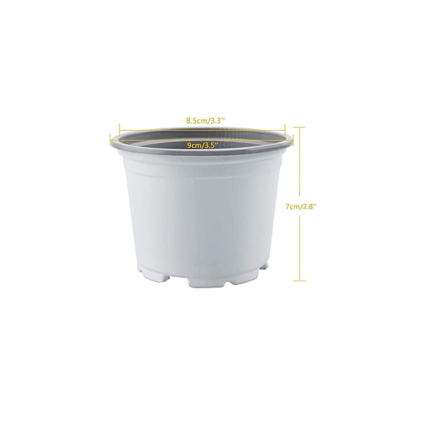 Vita - 25 plastblomkrukor, lätta vita fröstartkrukor
