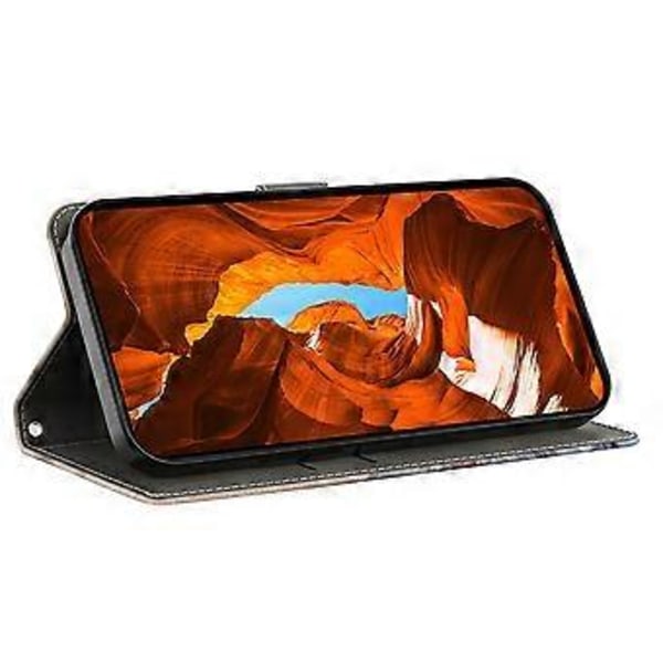 Læderetui med mønstertryk, pung og stativ til Samsung Galaxy S25 Edge Red Mushroom