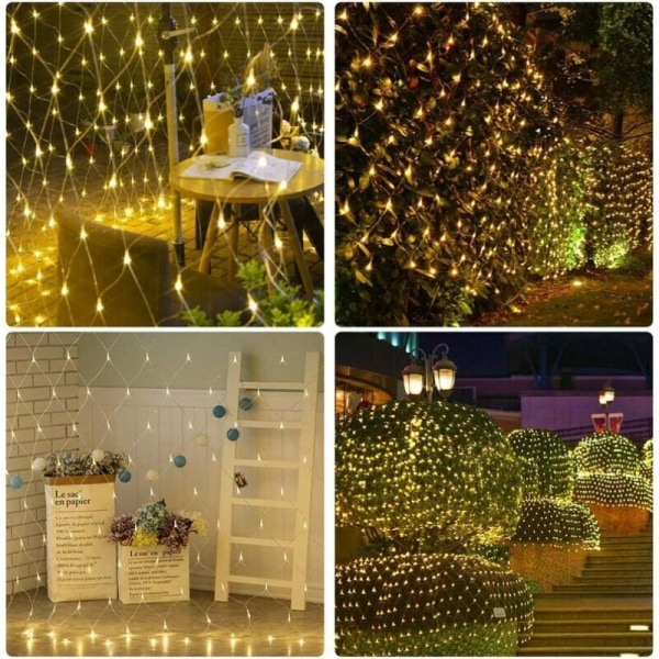 Net String Lights, 192 LED Net String Lights 3M x 2M 8 Modes Ener