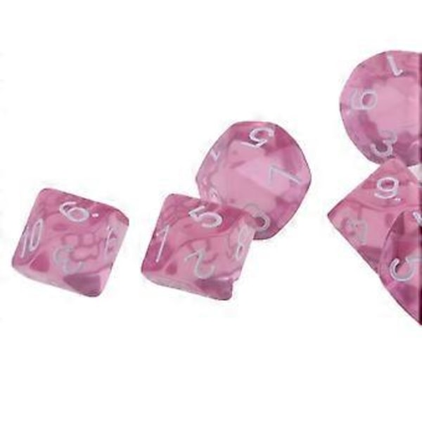Muoviset 10 kpl 10-sivuiset D10 &D RPG Lautapeli Lelu DIY (Pinkki) Pink