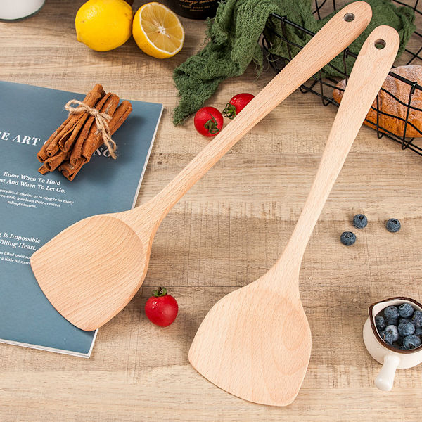 2 stk. 34,5*9,5 Medium Flat Spatula Træ Solid Spatula