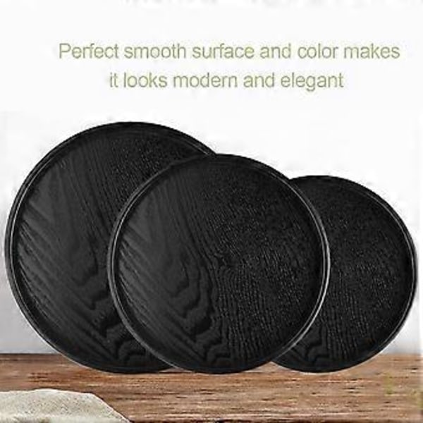 Rund Form Massivtre Te Kaffe Snacks Mat Serveringsbrett Tallerken Restaurantbrett 24cm