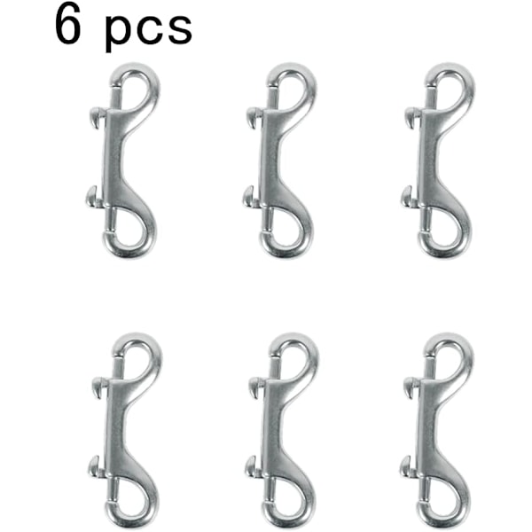 6 stk Dobbel Endeklips Haken Bolt Snap Dobbel Nikkelbelagt Sink