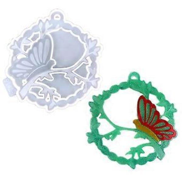 Julgran Fjäril Form DIY Fotoram Hänge Vardagsrum Dekoration Månbas Fäste Ornament Silikonform 7