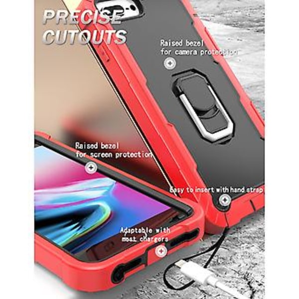 PC + Gummiskal för iPhone 8 Plus / 7 Plus Red   Black