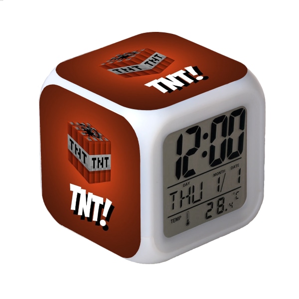 Minecraft väckarklocka LED ändrar färg-1-Cute Digital Multifunc