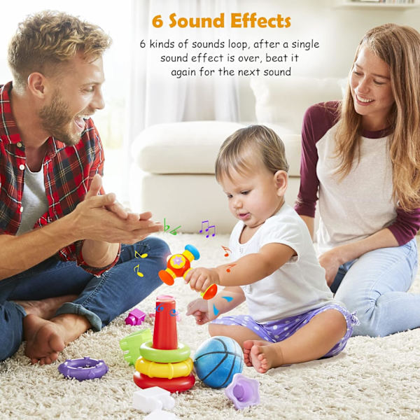 Baby leksaker 6 9 12 18 månader Musikaliska lampor Baby Hammer leksaker för To