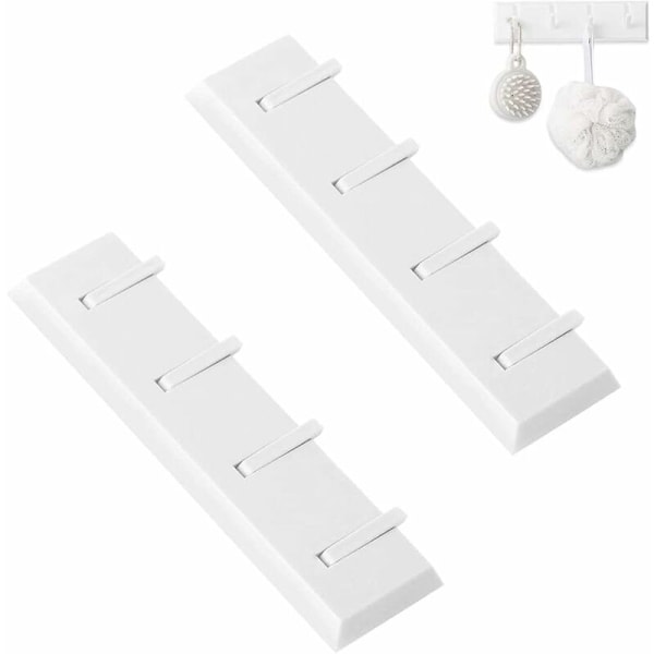2-pack hopfällbar väggkrok, väggklädhängare, väggmonterad klädhängare, opunchad, självhäftande, med 4 infällbara krokar (vit)