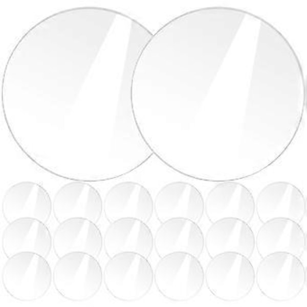 20 stk. Rund Akrylplate Klar Transparent Platepanel DIY Kunsthåndverkprosjekter