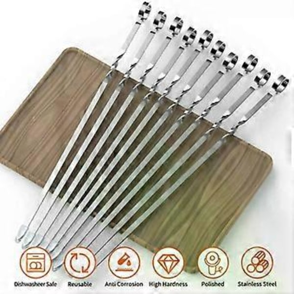 Grillspyd 10 stk, grillspyd rustfritt stål 40cm