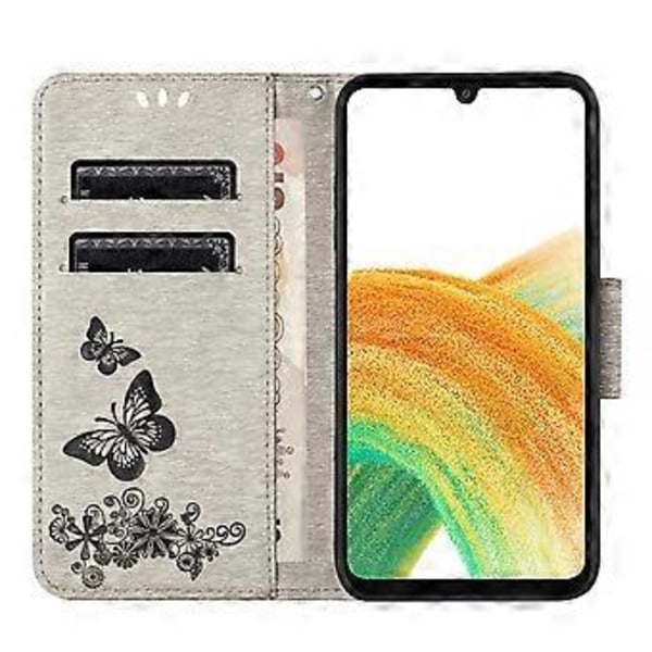 Fodral för Samsung Galaxy A05s 4G, Folio PU Läder Fjärilar Blomma Mobilskal Style F