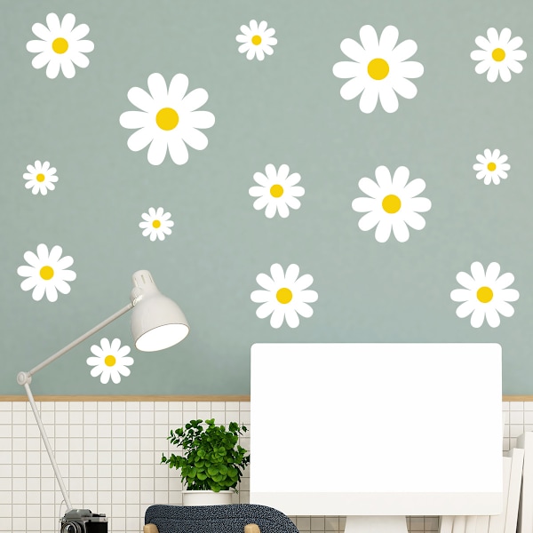 Barneromklistremerke - Hvitt Daisy-mønster - Veggdekor - Bohemian White